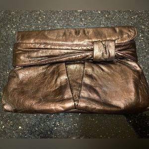 Kooba bronze brown metallic leather clutch bag